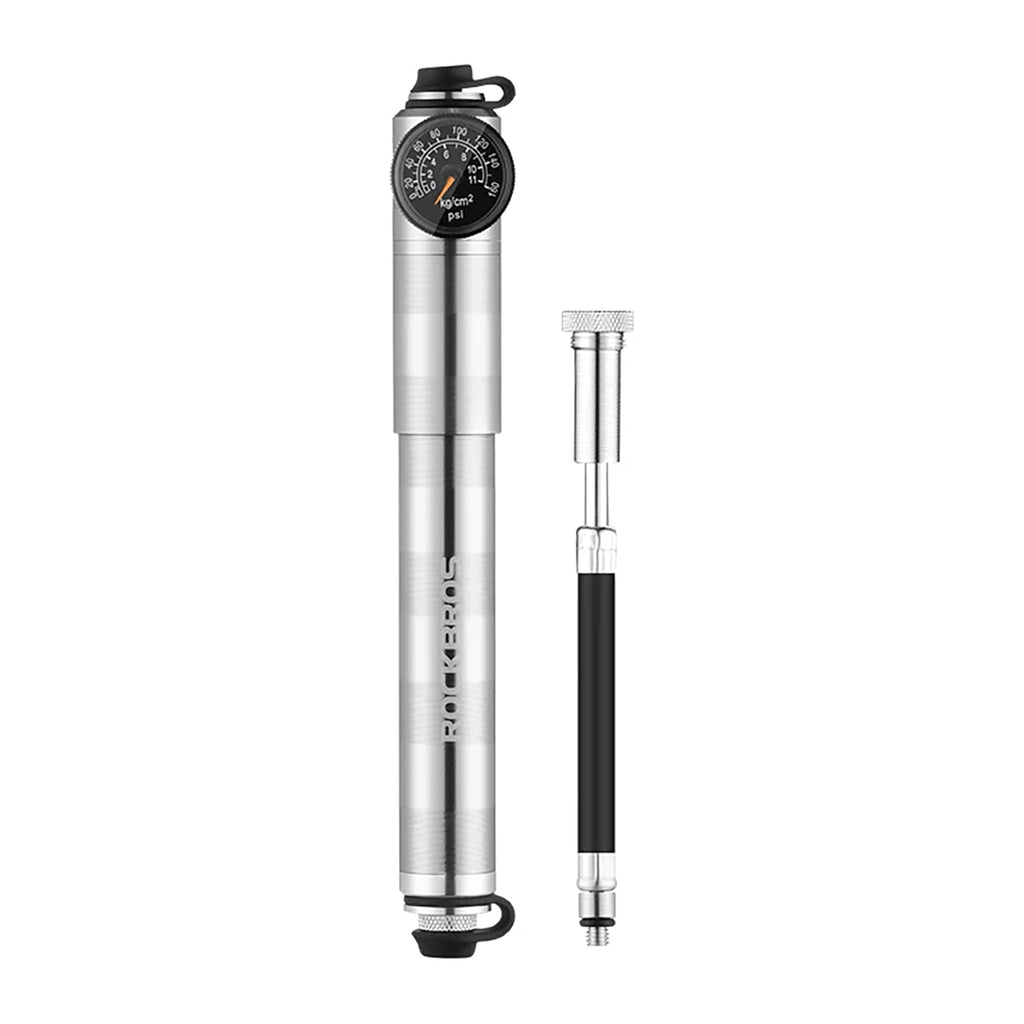 Rockbros HQ-67A-L03 dviračio pompa su slėgio matuokliu - sidabrinė -- Bicycle Pumps