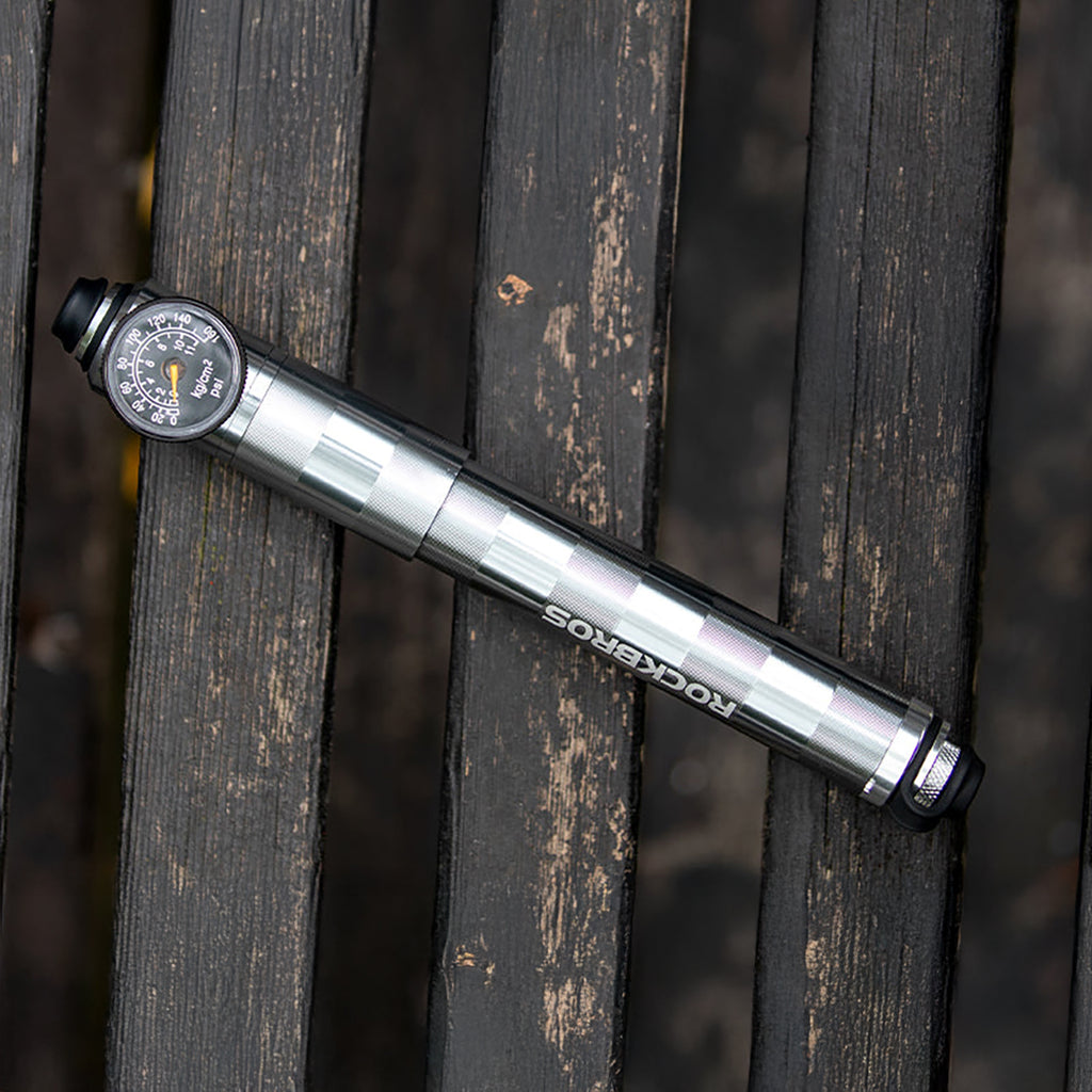 Rockbros HQ-67A-L03 dviračio pompa su slėgio matuokliu - sidabrinė -- Bicycle Pumps