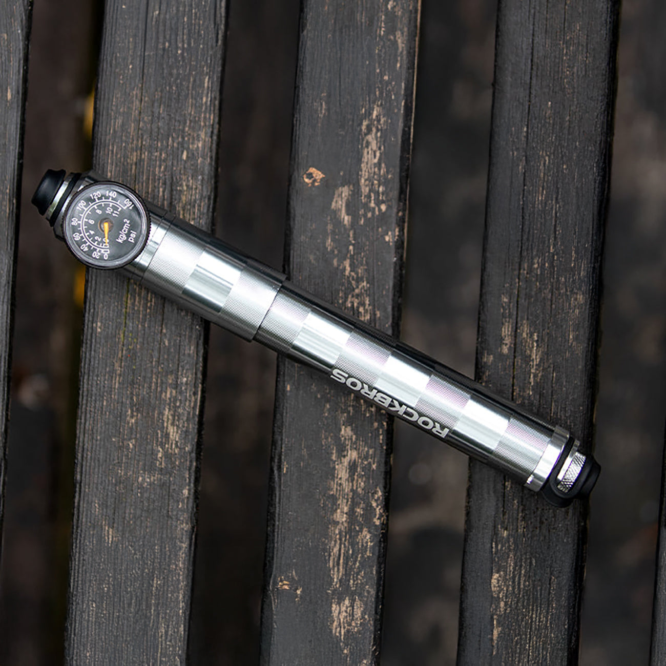 Rockbros HQ-67A-L03 dviračio pompa su slėgio matuokliu - sidabrinė -- Bicycle Pumps
