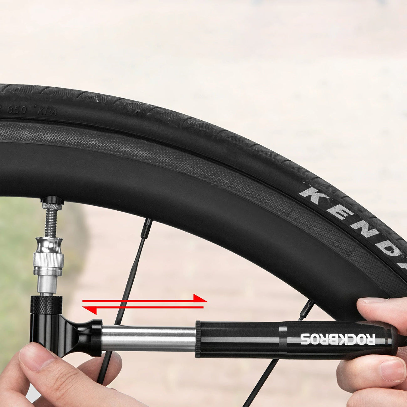 Rockbros JG-PB-11 130 PSI dviračio pompa su rankena ir kamuolio adata - juoda -- Bicycle Pumps