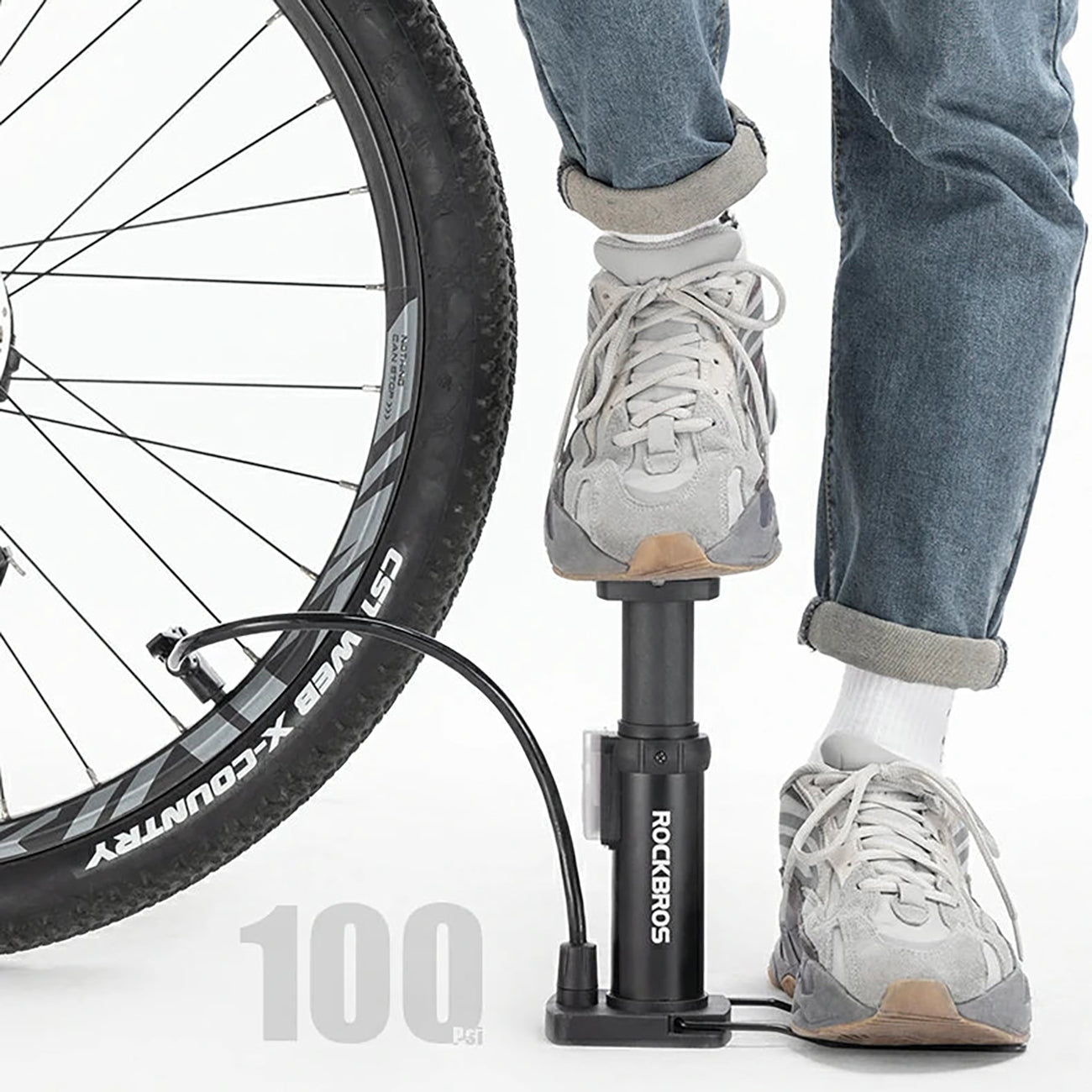 Rockbros 4522L ultra lengva pėdos dviračio pompa - juoda -- Bicycle Pumps