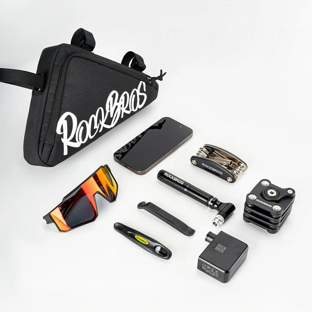 Rockbros G002 Flash Journey trikampio rėmo dviračio krepšys 1.4L - Juodas -- Bicycle Bags