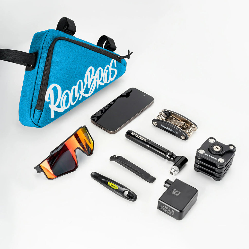 Rockbros G002 Flash Journey trikampis rėmo dviračio krepšys 1,4L - mėlynas -- Bicycle Bags