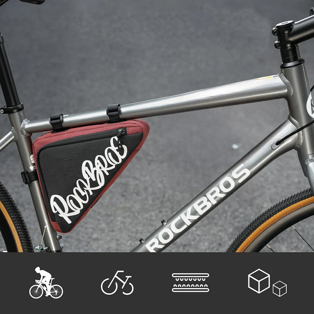Rockbros G002 Flash Journey Trikampio rėmo dviračio krepšys 1.4L - Raudonas -- Bicycle Bags