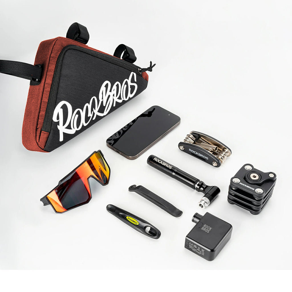 Rockbros G002 Flash Journey Trikampio rėmo dviračio krepšys 1.4L - Raudonas -- Bicycle Bags