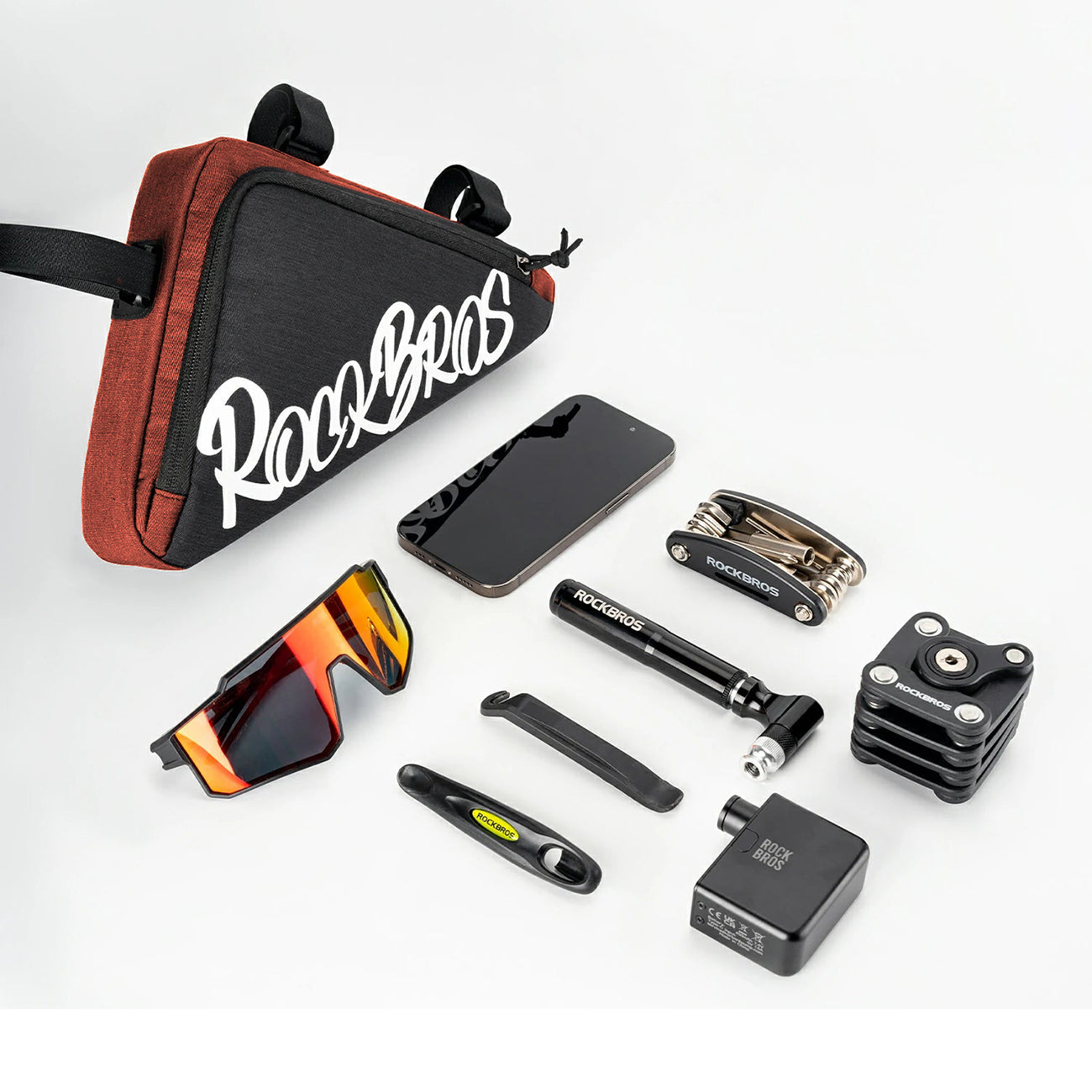 Rockbros G002 Flash Journey Trikampio rėmo dviračio krepšys 1.4L - Raudonas -- Bicycle Bags