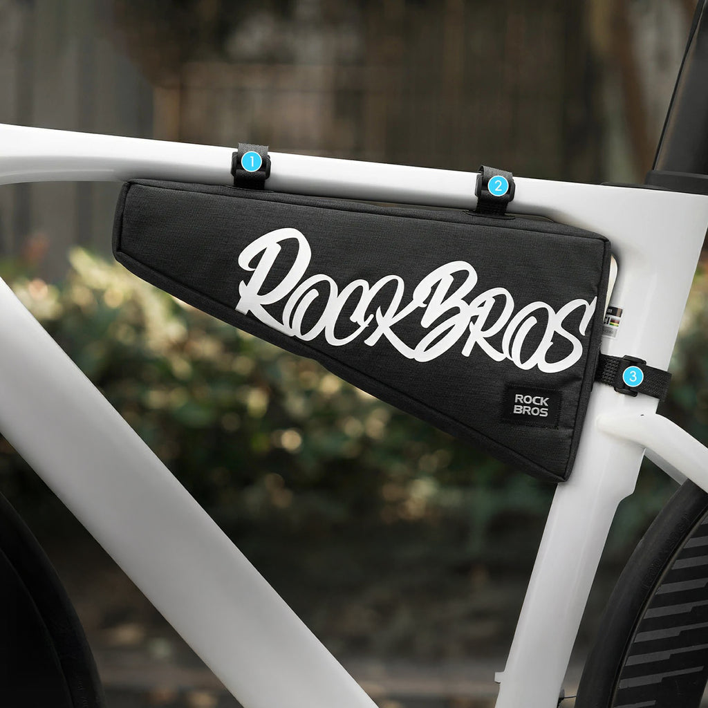 Rockbros G008 Flash Journey trikampio rėmo dviračio krepšys XL 1.9 L - juodas -- Bicycle Bags