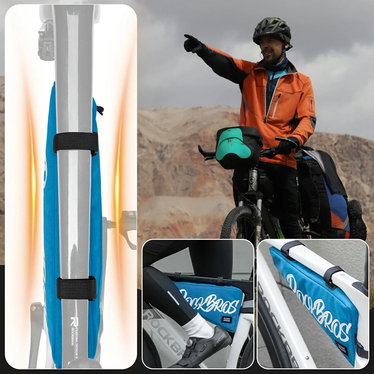 Rockbros G008 Flash Journey trikampio rėmo dviračio krepšys XL 1.9 l - mėlynas -- Bicycle Bags