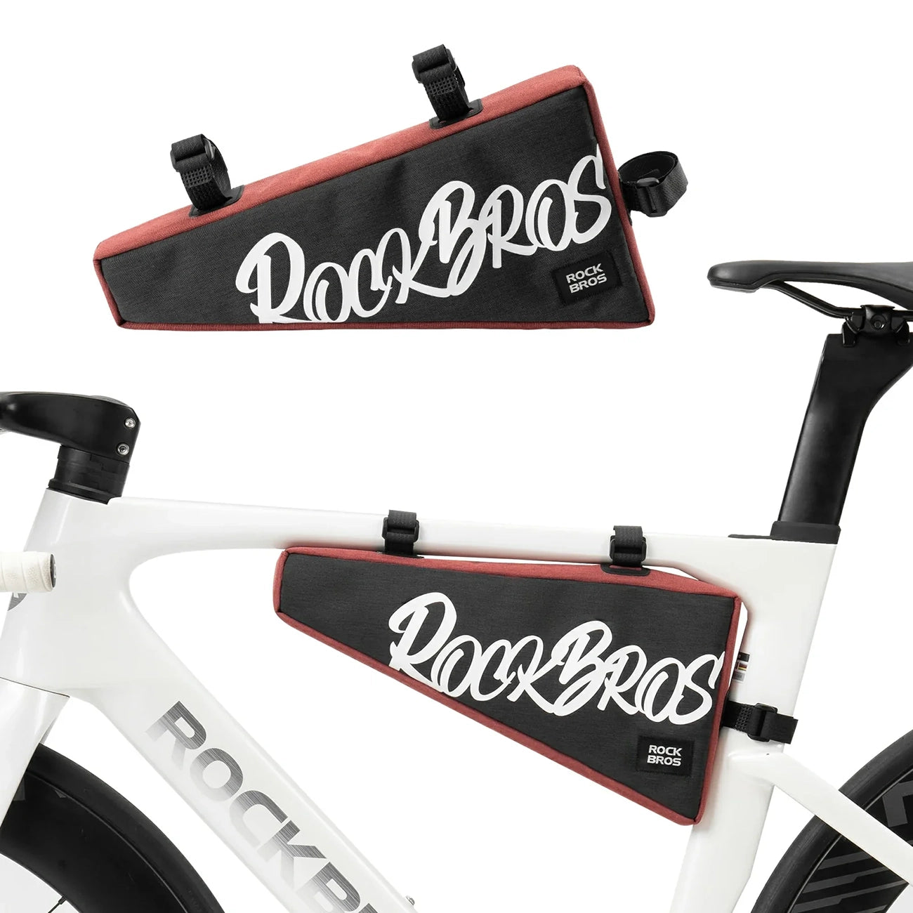 Rockbros G008 Flash Journey trikampis rėmo dviračio krepšys XL 1,9 l – juodas ir raudonas -- Bicycle Bags