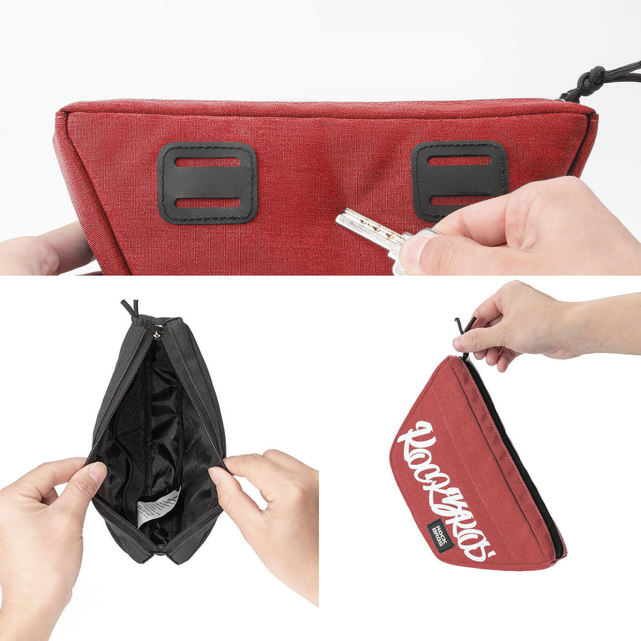 Rockbros G011 Flash Journey trapecinis vairo dviračio krepšys 0,7 l – raudonas -- Bicycle Bags