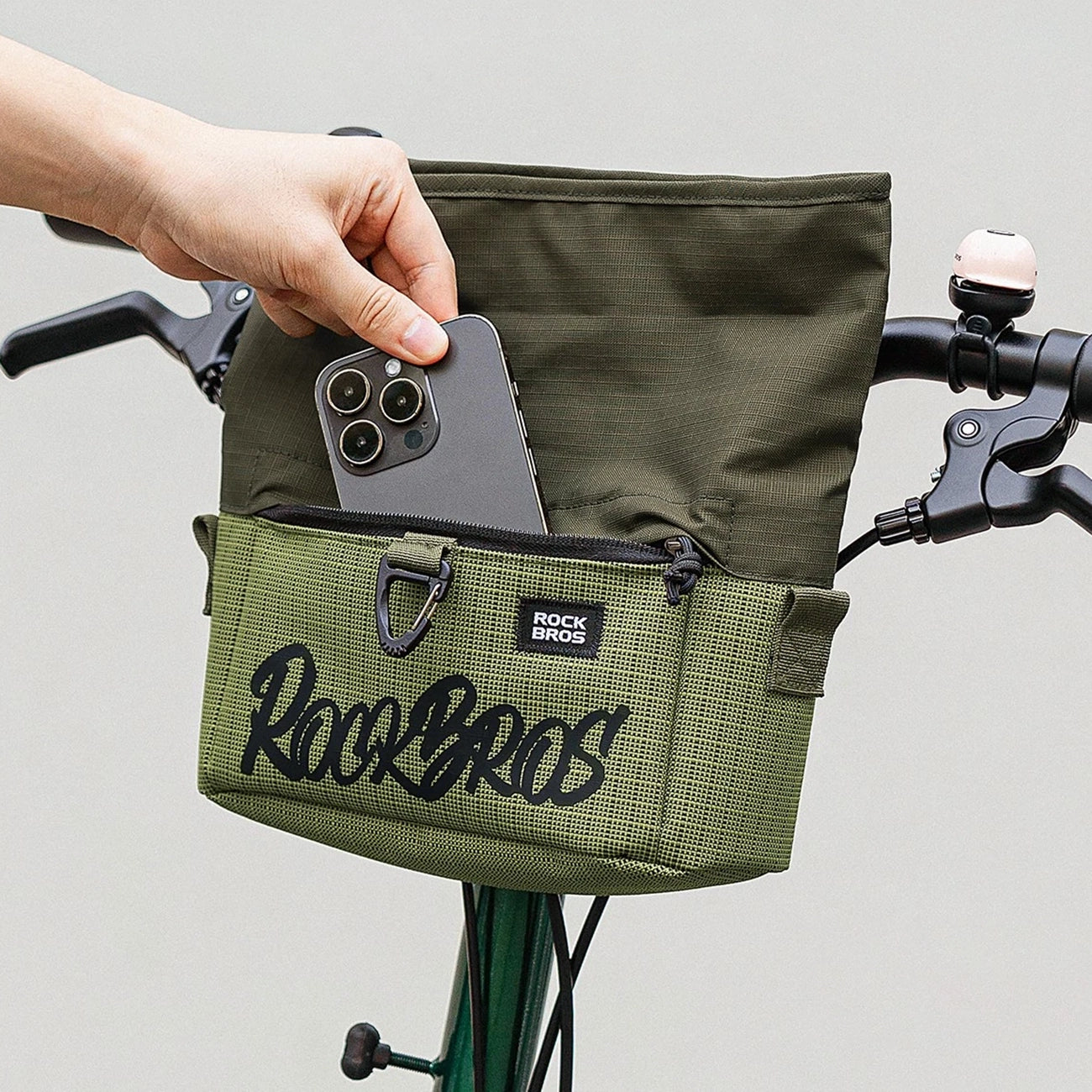 Rockbros W020-1 sulankstomas ranktūrio dviračio krepšys - žalias -- Bicycle Bags