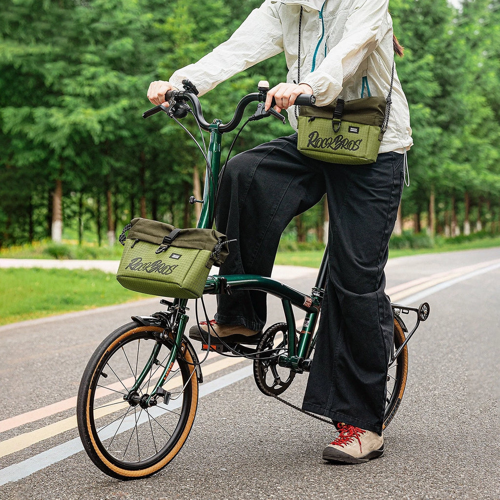 Rockbros W020-1 sulankstomas ranktūrio dviračio krepšys - žalias -- Bicycle Bags