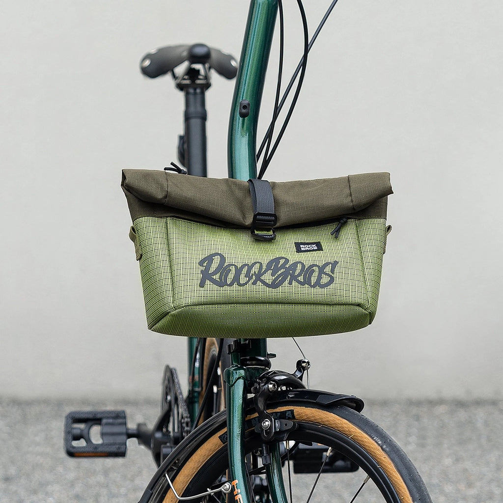 Rockbros W020 dvigubos paskirties priekinė krepšys, dviratis/pečiai - žalia -- Bicycle Bags