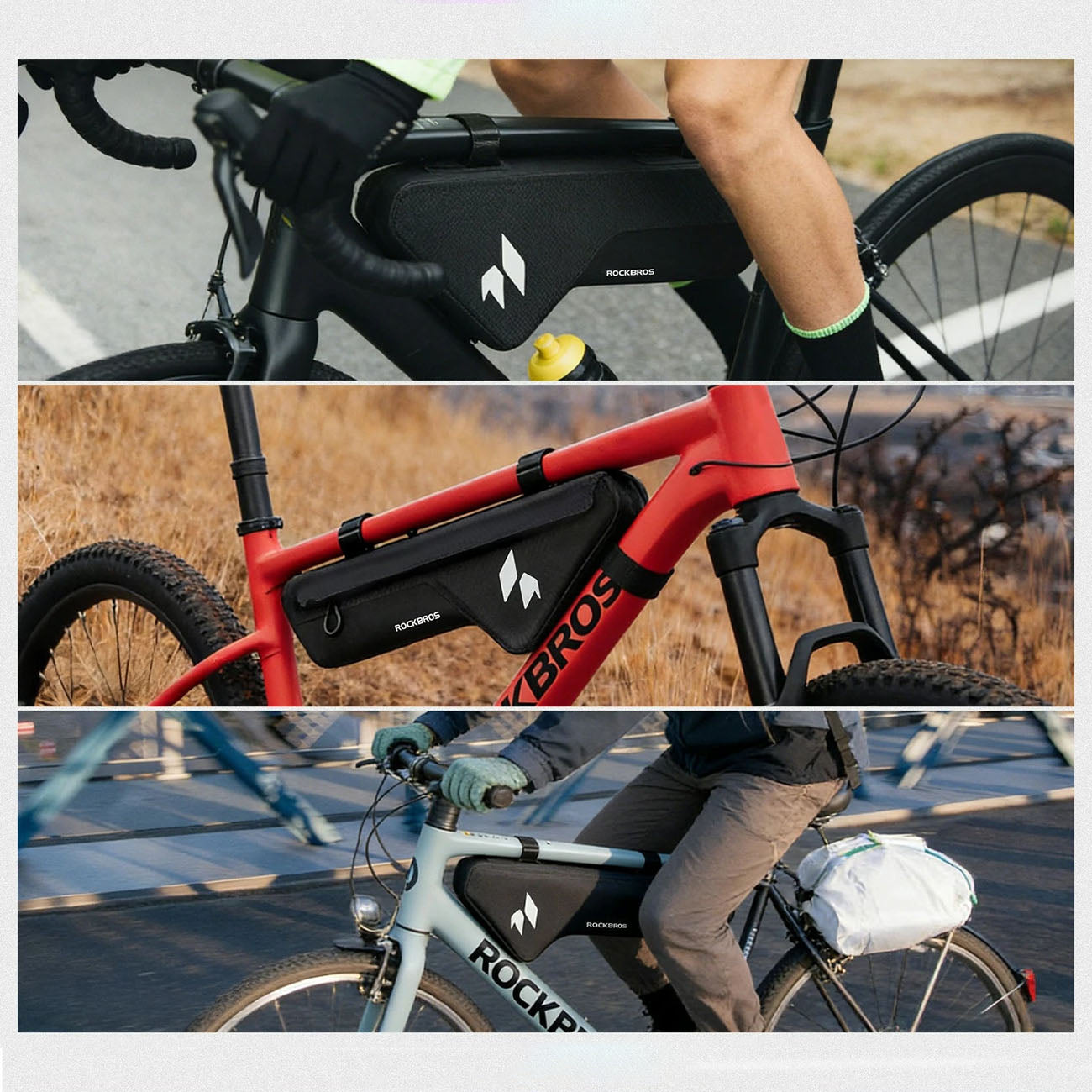 Rockbros AS-152 žemutinio vamzdžio dviračio krepšys nepralaidus vandeniui 1,9L - juodas -- Bicycle Bags