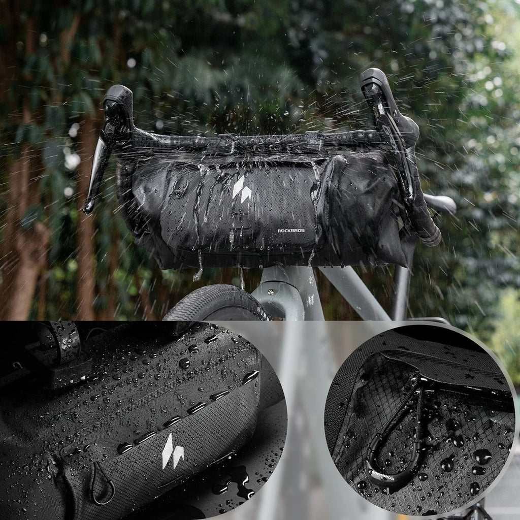 Rockbros AS-154 nepralaidus vandeniui vairo dviračio krepšys 8L - juodas -- Bicycle Bags
