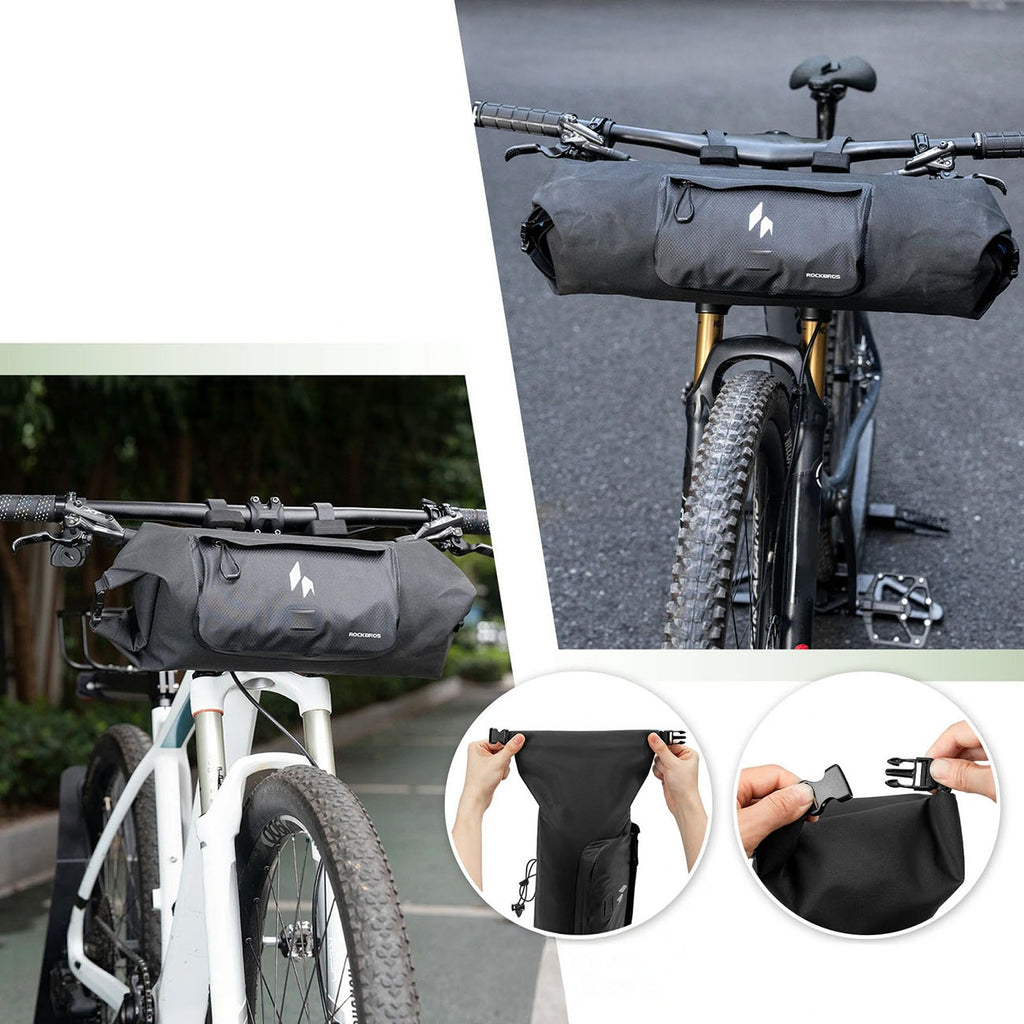 Rockbros AS-154 nepralaidus vandeniui vairo dviračio krepšys 8L - juodas -- Bicycle Bags