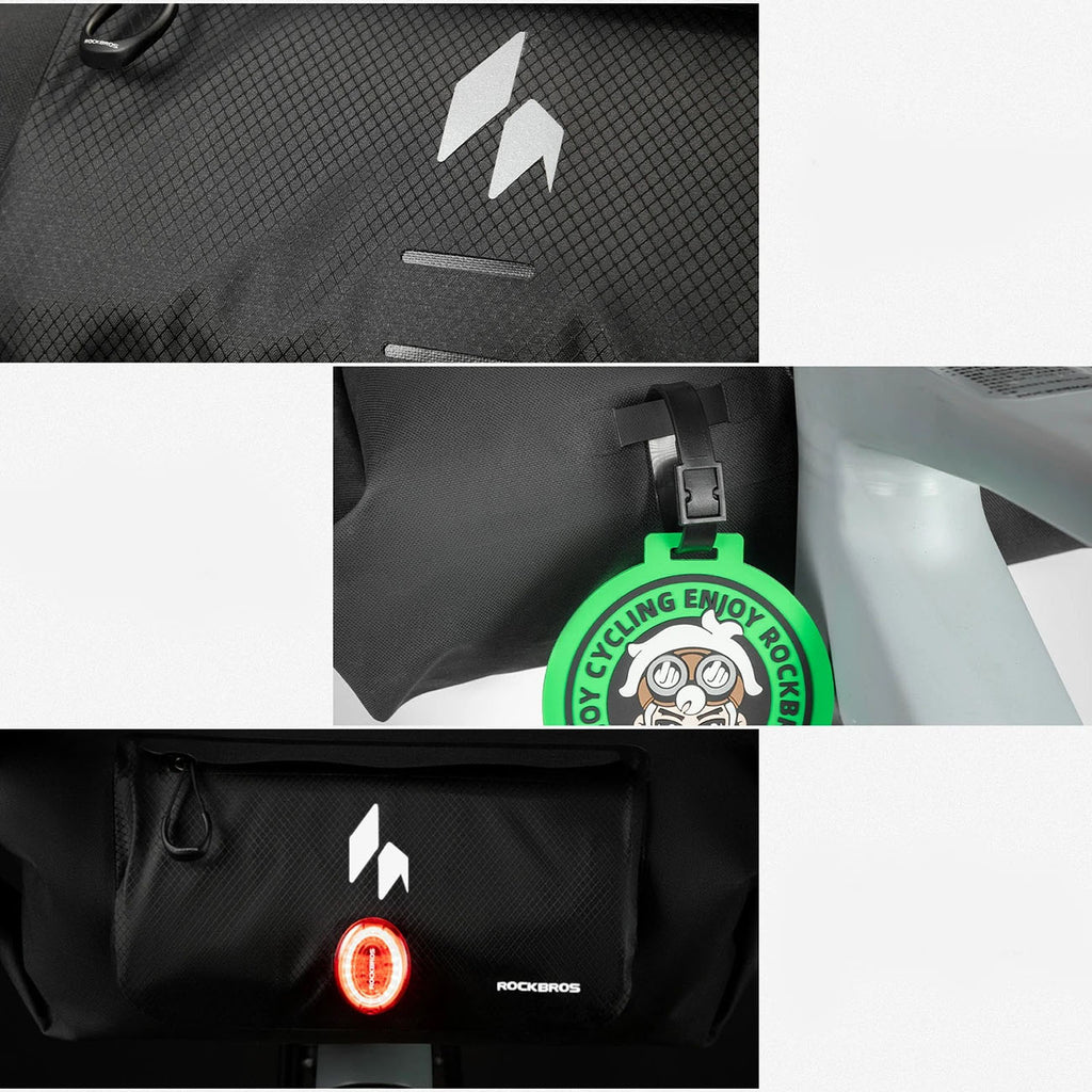 Rockbros AS-154 nepralaidus vandeniui vairo dviračio krepšys 8L - juodas -- Bicycle Bags