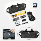 Rockbros AS-154 nepralaidus vandeniui vairo dviračio krepšys 8L - juodas -- Bicycle Bags