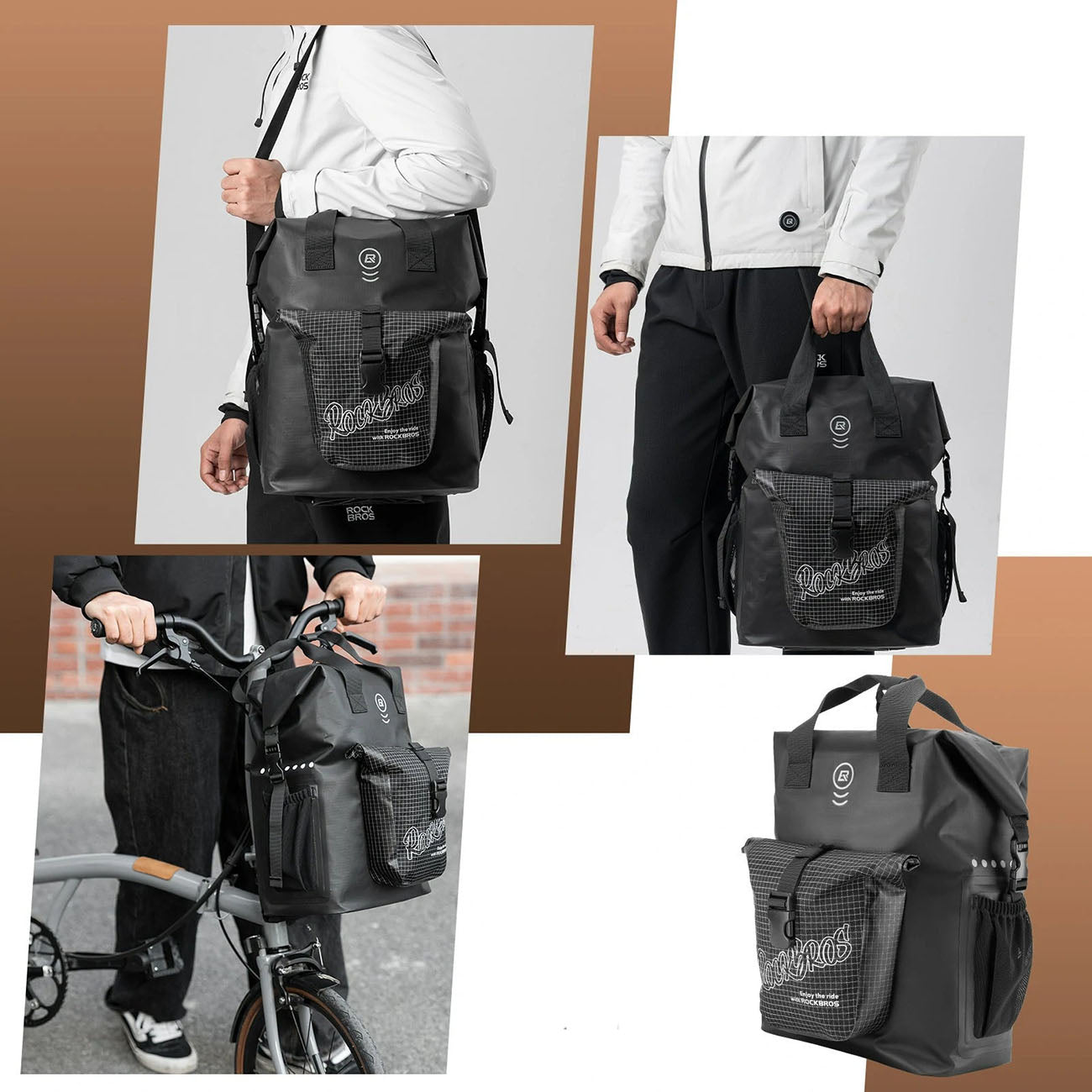 Rockbros AS-158 Vairo krepšys Brompton 18L sulankstomam dviračiui - juodas -- Bicycle Bags