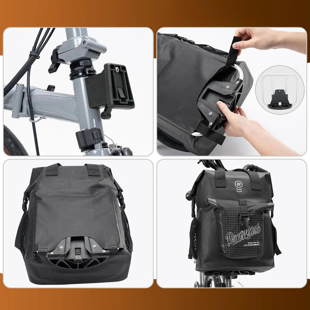 Rockbros AS-158 Vairo krepšys Brompton 18L sulankstomam dviračiui - juodas -- Bicycle Bags