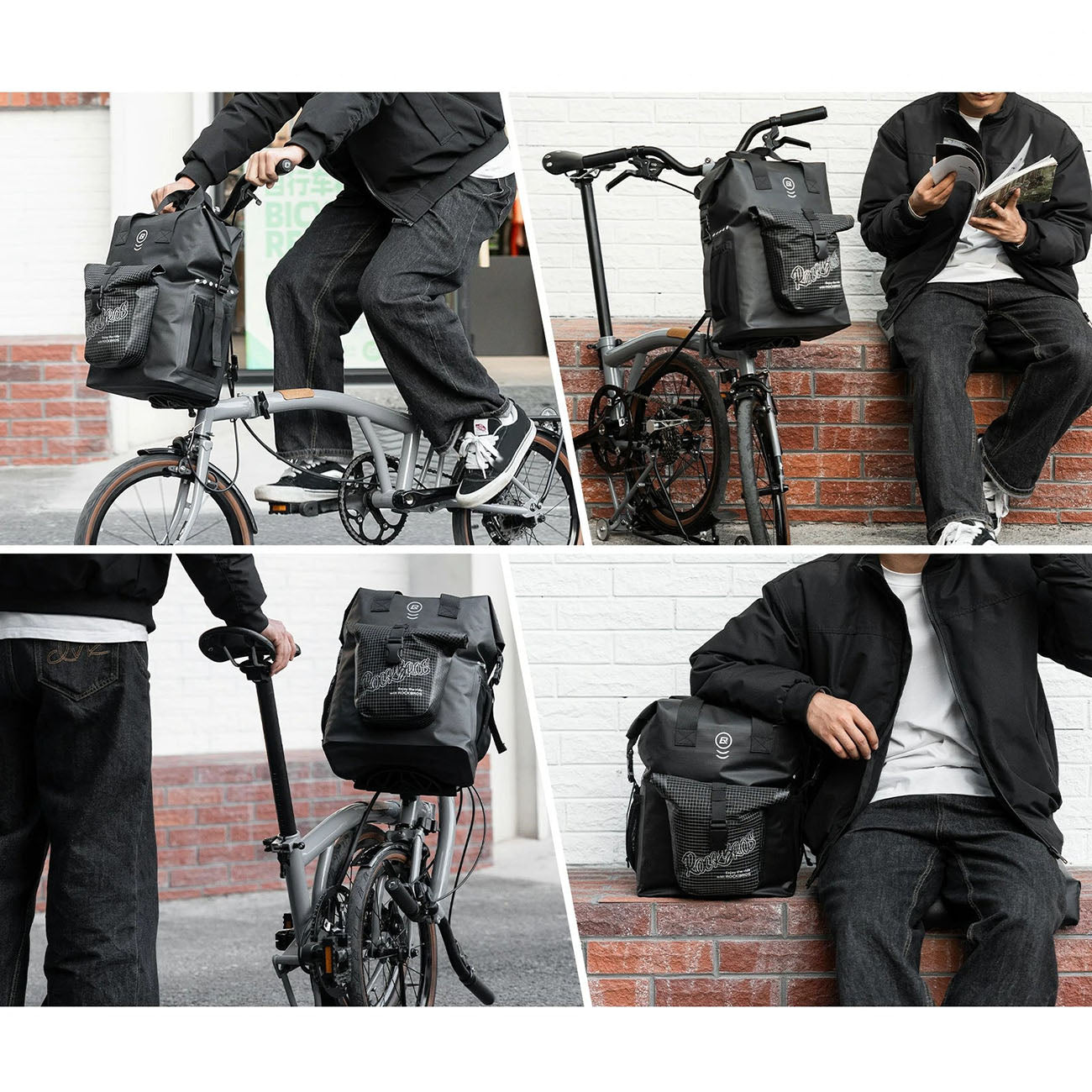 Rockbros AS-158 Vairo krepšys Brompton 18L sulankstomam dviračiui - juodas -- Bicycle Bags