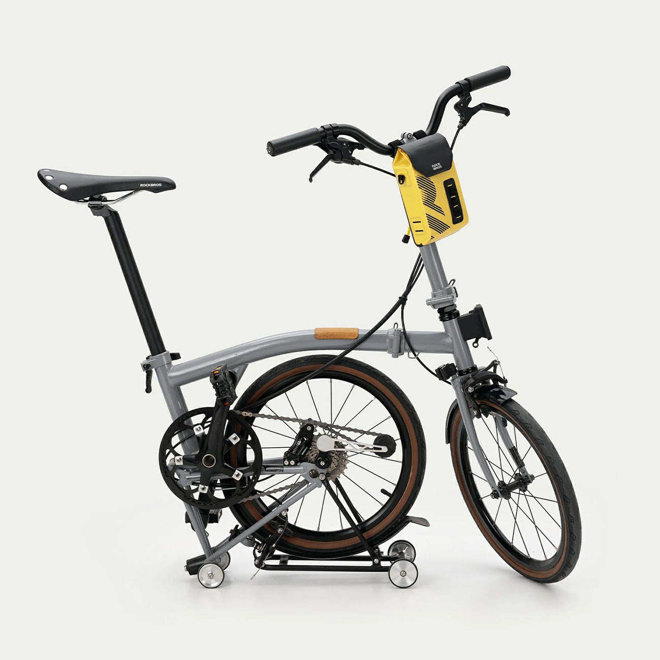 Rockbros AS-160 vandeniui atsparus vairo dviračio krepšys 1,3L - Geltonas -- Bicycle Bags