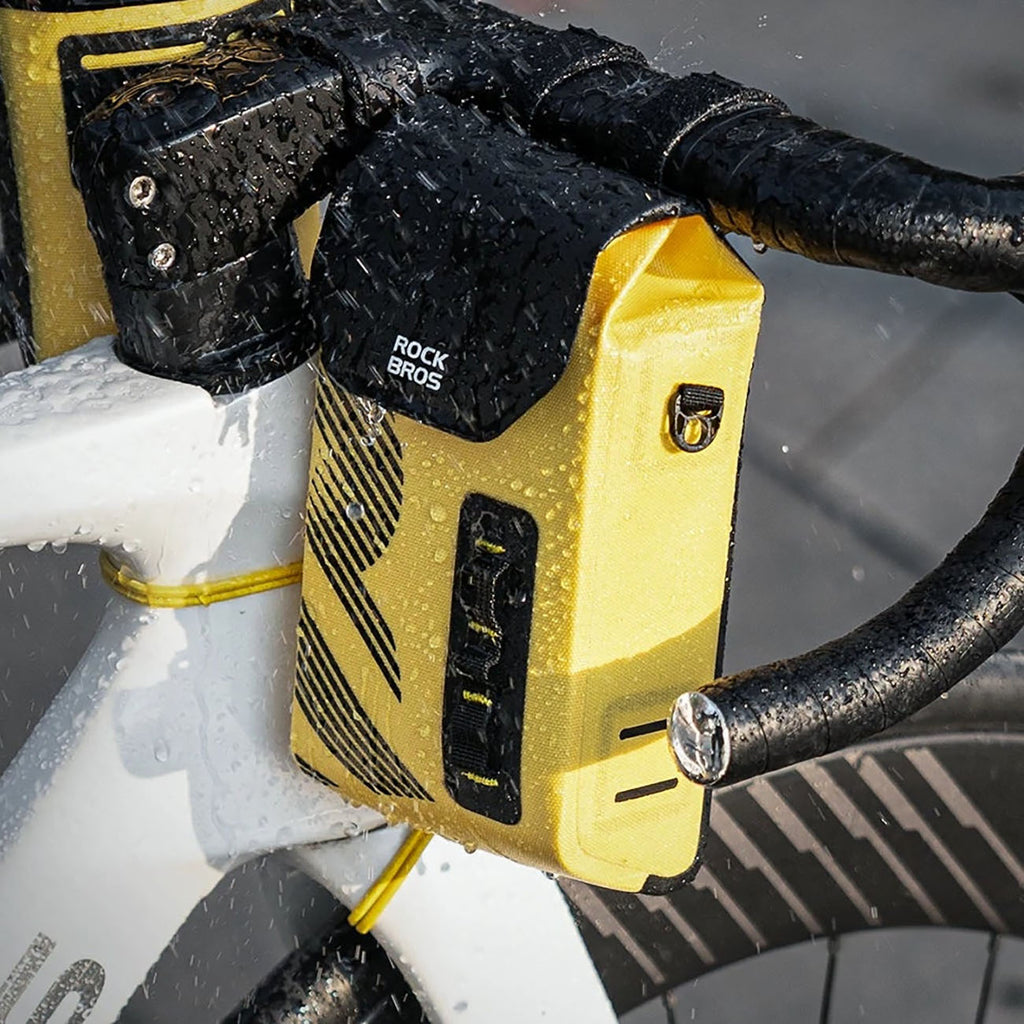 Rockbros AS-160 vandeniui atsparus vairo dviračio krepšys 1,3L - Geltonas -- Bicycle Bags