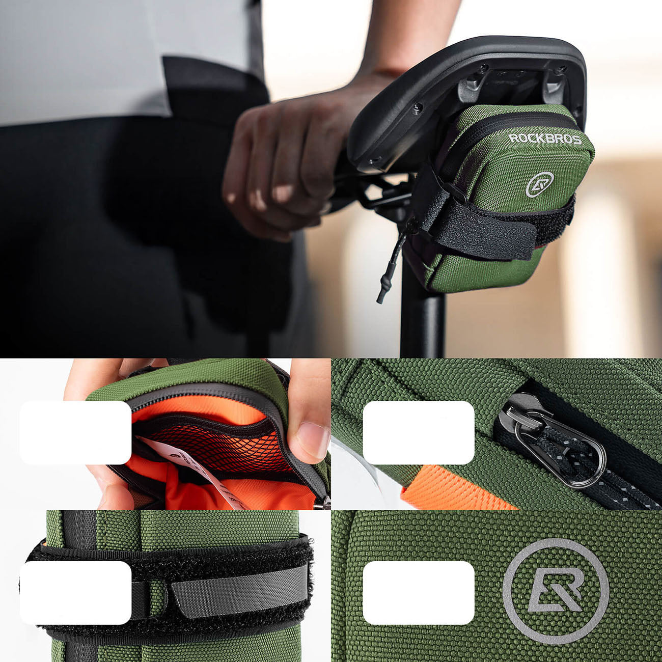 Rockbros F006 dviračio balto krepšys 0,35 l - žalias -- Bicycle Bags