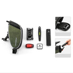 Rockbros C52-2 lengvasis balto krepšys su 250 mAh apšvietimu - žalias -- Bicycle Bags