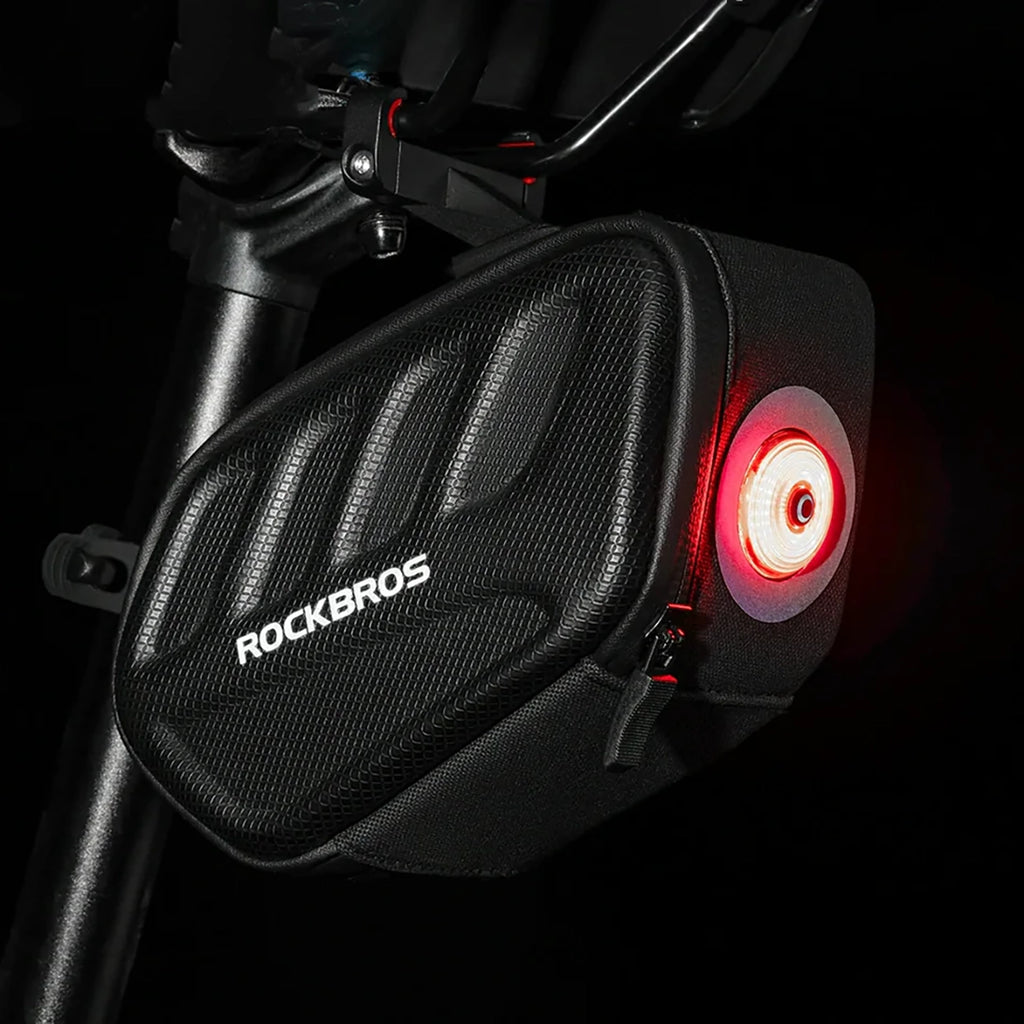Rockbros C61 Dviračio balno krepšys su išmaniąja galine šviesa 0.45L - Juodas -- Bicycle Bags
