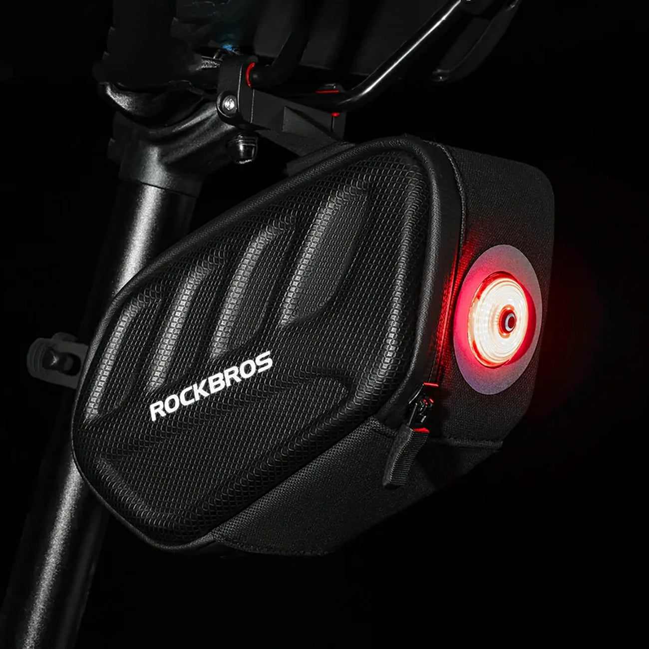 Rockbros C61 Dviračio balno krepšys su išmaniąja galine šviesa 0.45L - Juodas -- Bicycle Bags