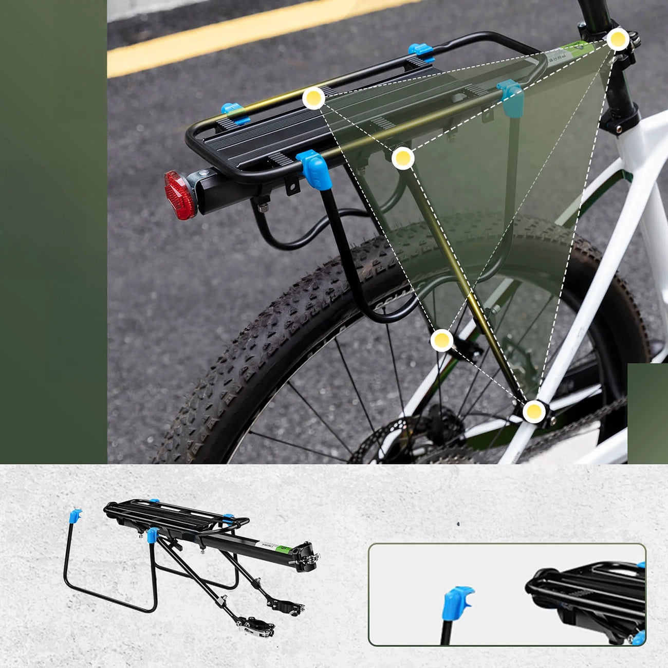 Rockbros Shelves HJ10010 greito montavimo dviračio stelažas su atšvaitais - juoda -- Cycling Accessories