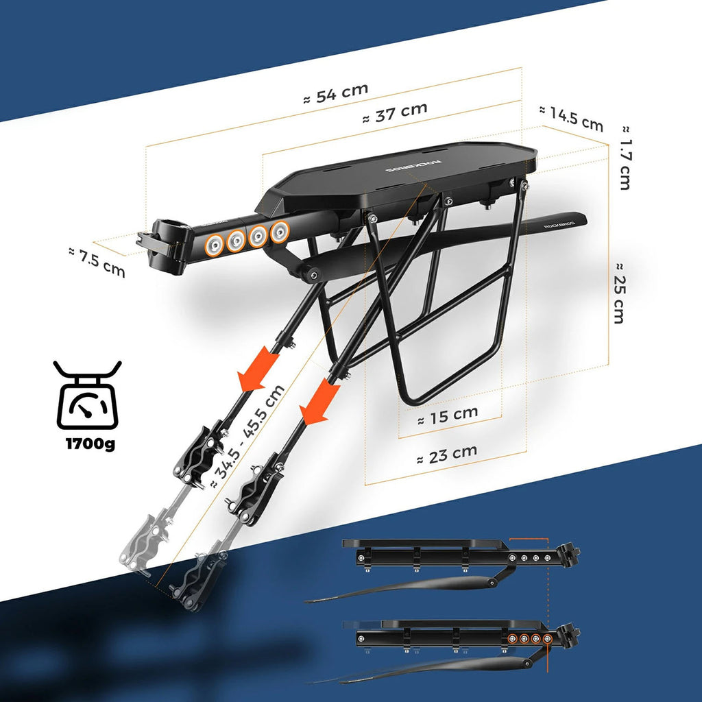 Rockbros RBHJ-1 Black Diamond dviračio bagažinė su purvo apsauga ir greitojo atleidimo sistema 26-29" kalnų dviračiams -...