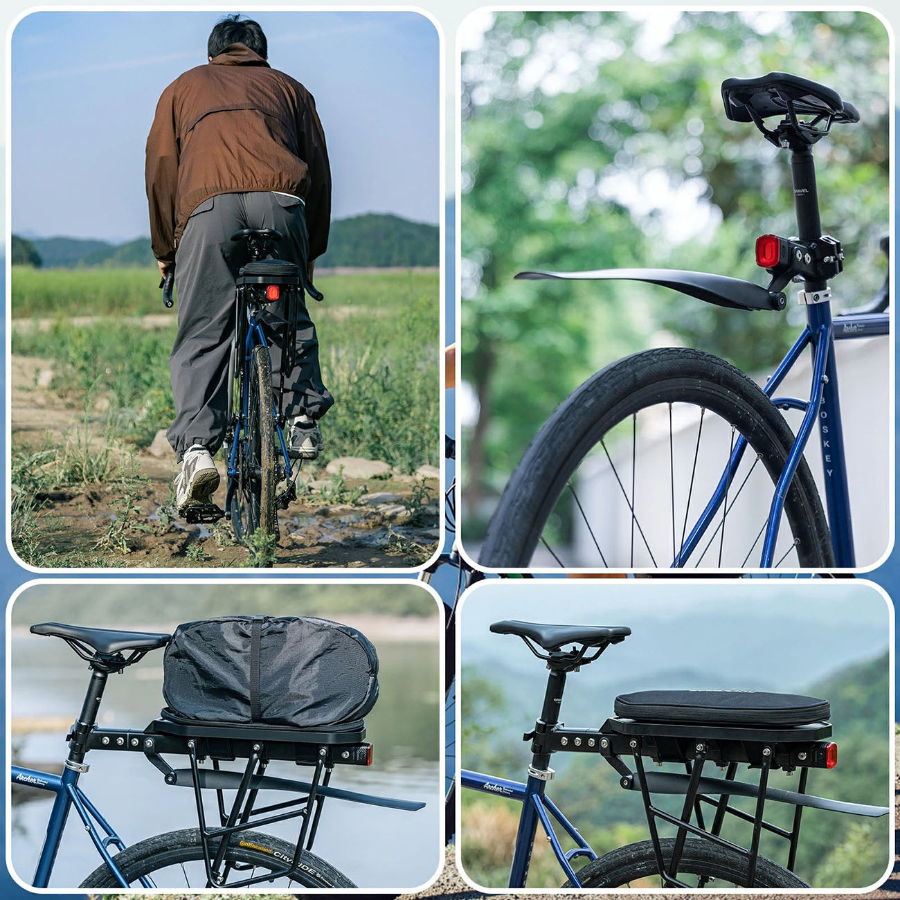 Rockbros RBHJ-1 Black Diamond dviračio bagažinė su purvo apsauga ir greitojo atleidimo sistema 26-29" kalnų dviračiams -...