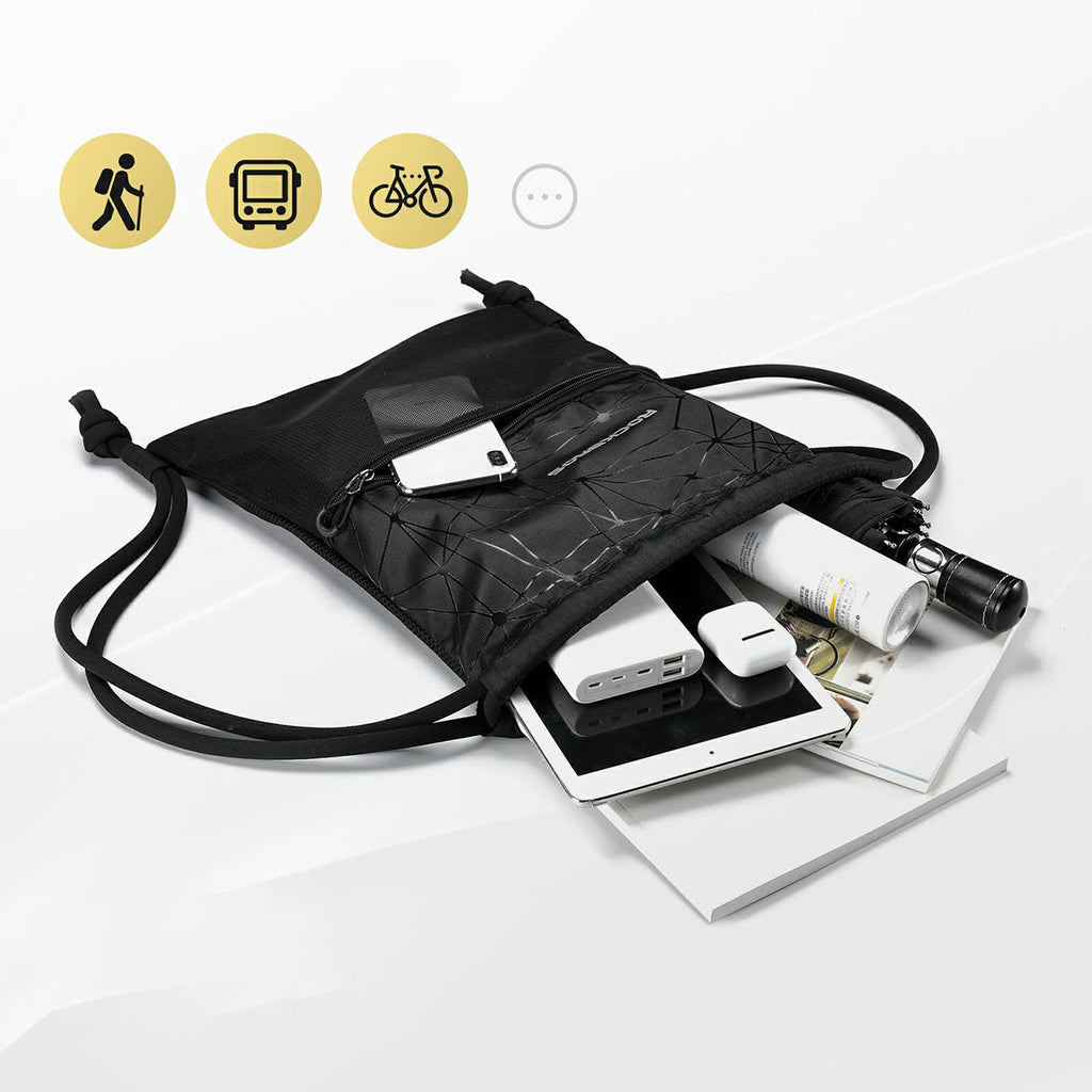 Rockbros D49-2 sporto kuprinė su raištu, užtrauktuku ir vėdinamu nugara 9 l - juoda -- Bicycle Bags