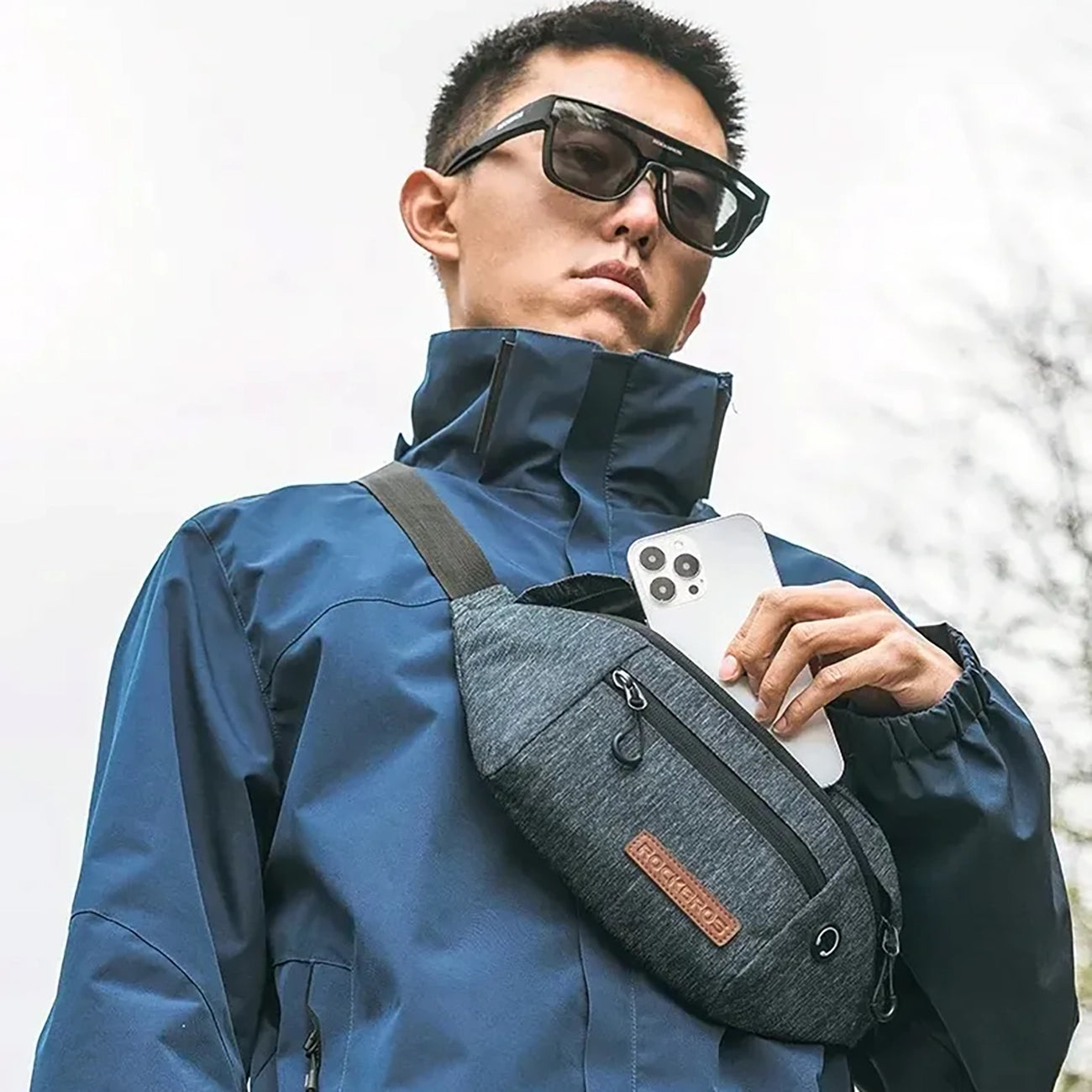 Rockbros H33 dviračio šoninis krepšys 1,5L - pilka -- Bicycle Bags