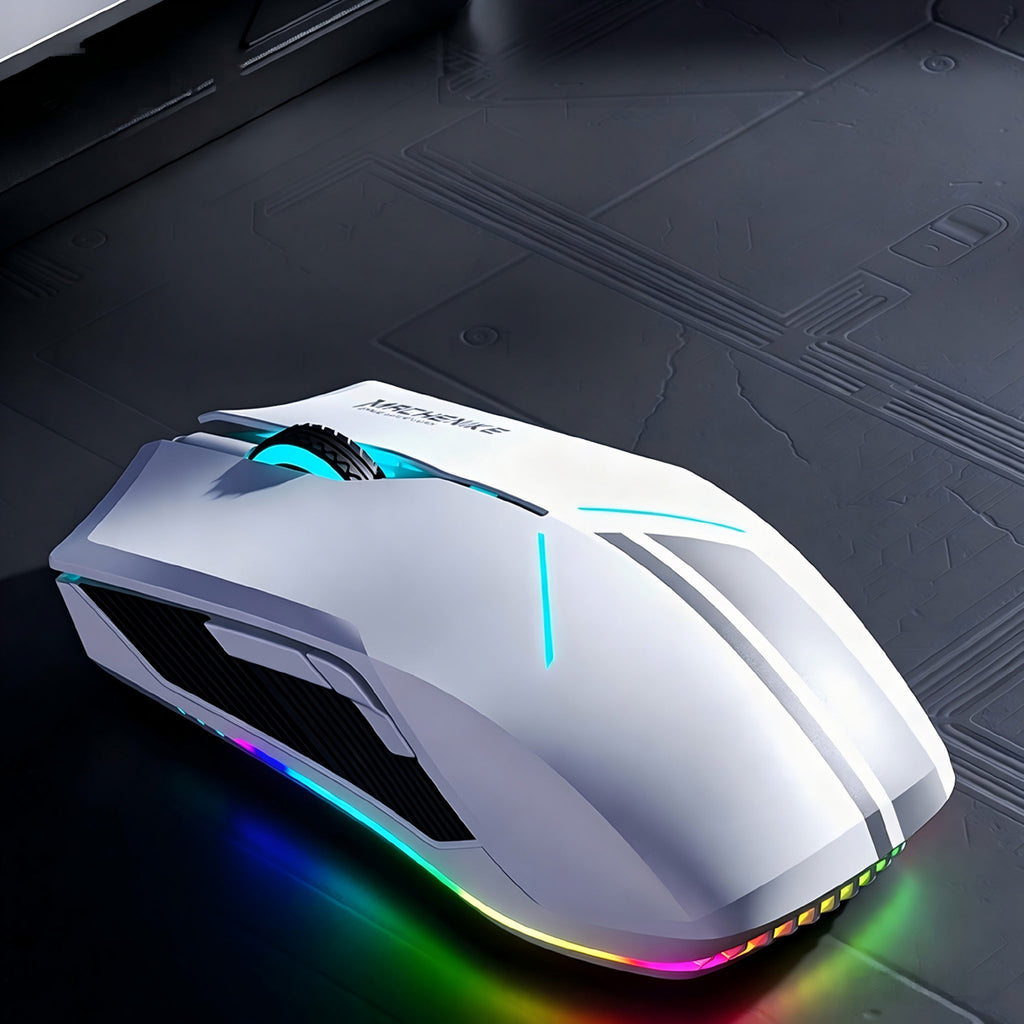 Machenike M721 belaidė žaidimų pelė 10000 DPI su RGB apšvietimu - Balta -- Gaming Accessories