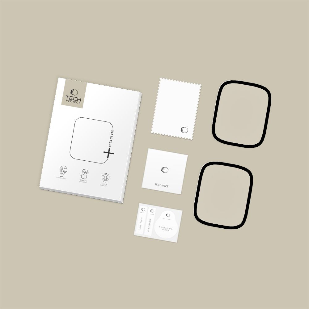 Tech-Protect Glass Flex+ 2 vnt. rinkinys hibridinis stiklas Xiaomi Redmi Watch 6 - Juodas -- Xiaomi Redmi Watch 6