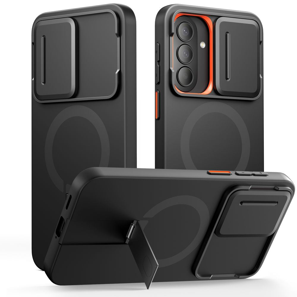 Tech-Protect Kevlar Aura MagSafe dėklas Samsung Galaxy A57 - juodai oranžinis -- Samsung Galaxy A57