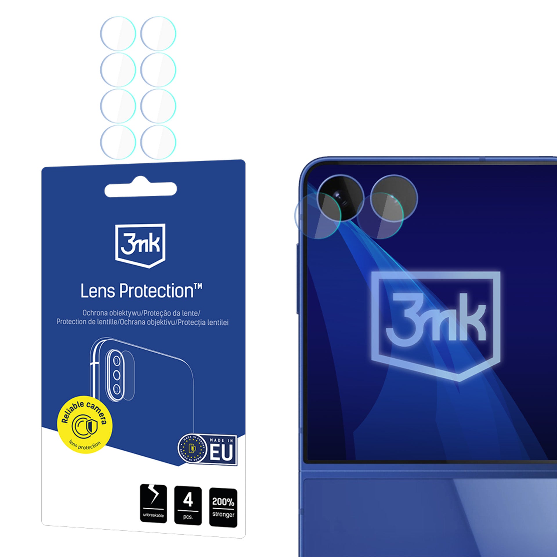 3mk Lens Protection™ hibridinis fotoaparato objektyvo stiklas Samsung Galaxy Z Flip 8 -- Samsung Galaxy Z Flip 8