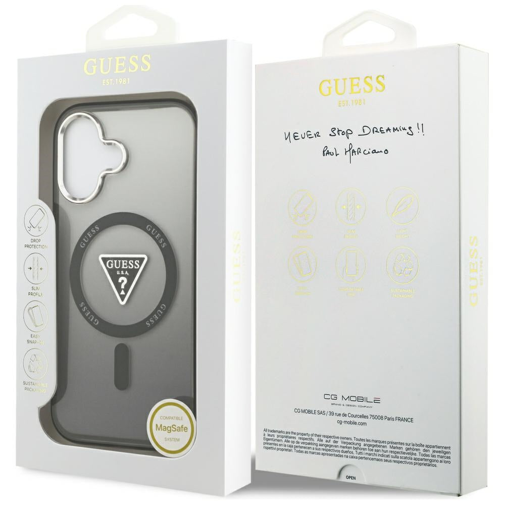 Guess IML Gradient Triangle Logo MagSafe dėklas iPhone 17 - juodas -- iPhone 17