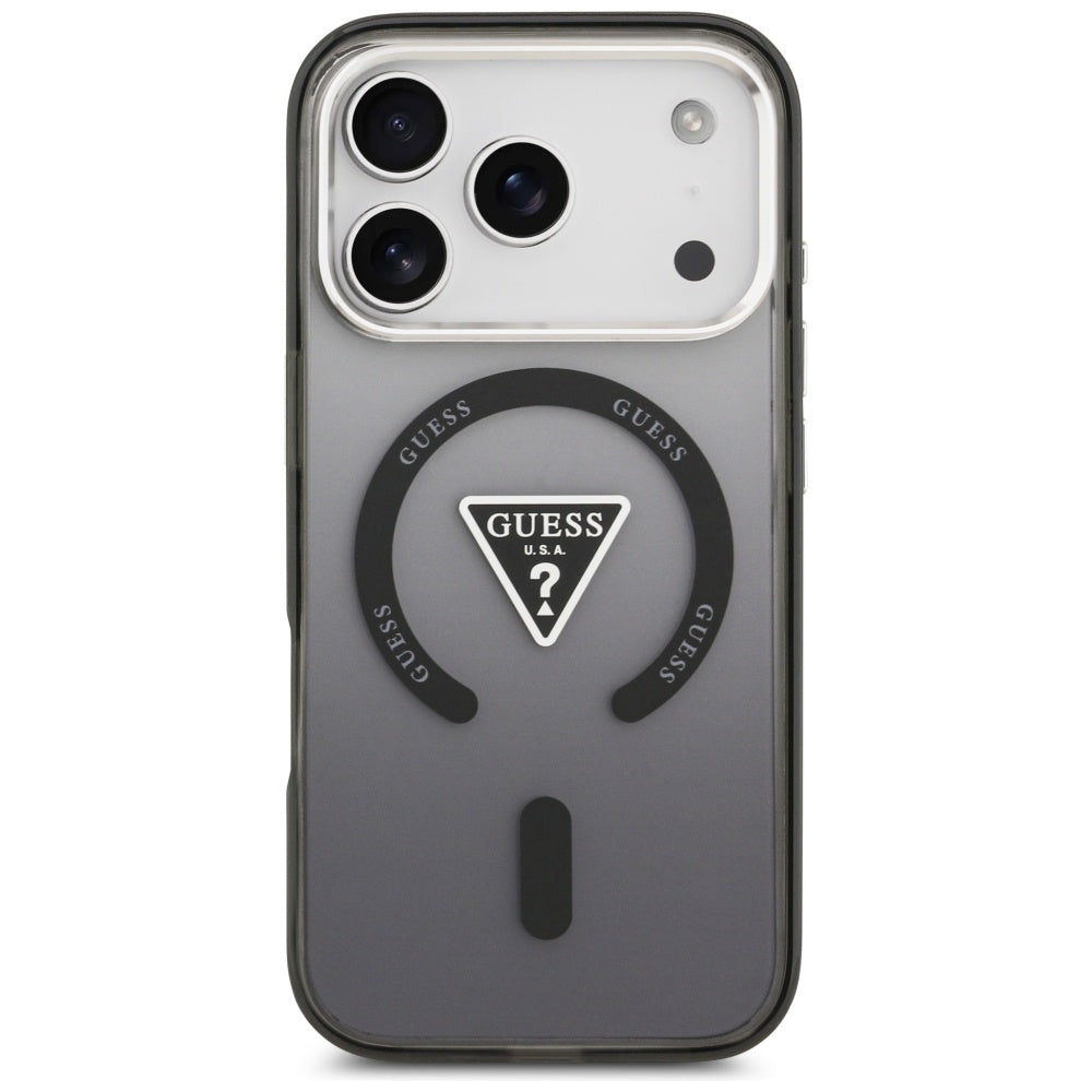 Guess IML Gradient Triangle Logo MagSafe dėklas iPhone 17 Pro - juodas -- iPhone 17 Pro
