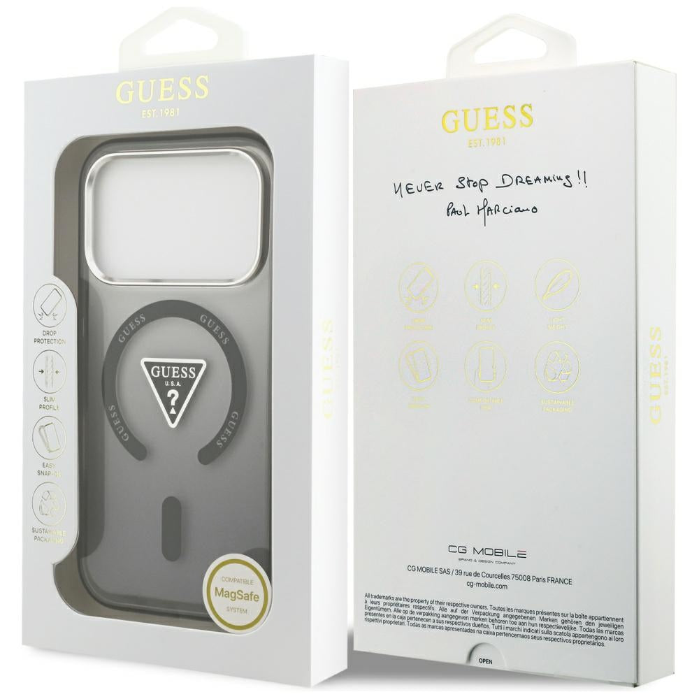 Guess IML Gradient Triangle Logo MagSafe dėklas iPhone 17 Pro Max - juodas -- iPhone 17 Pro Max