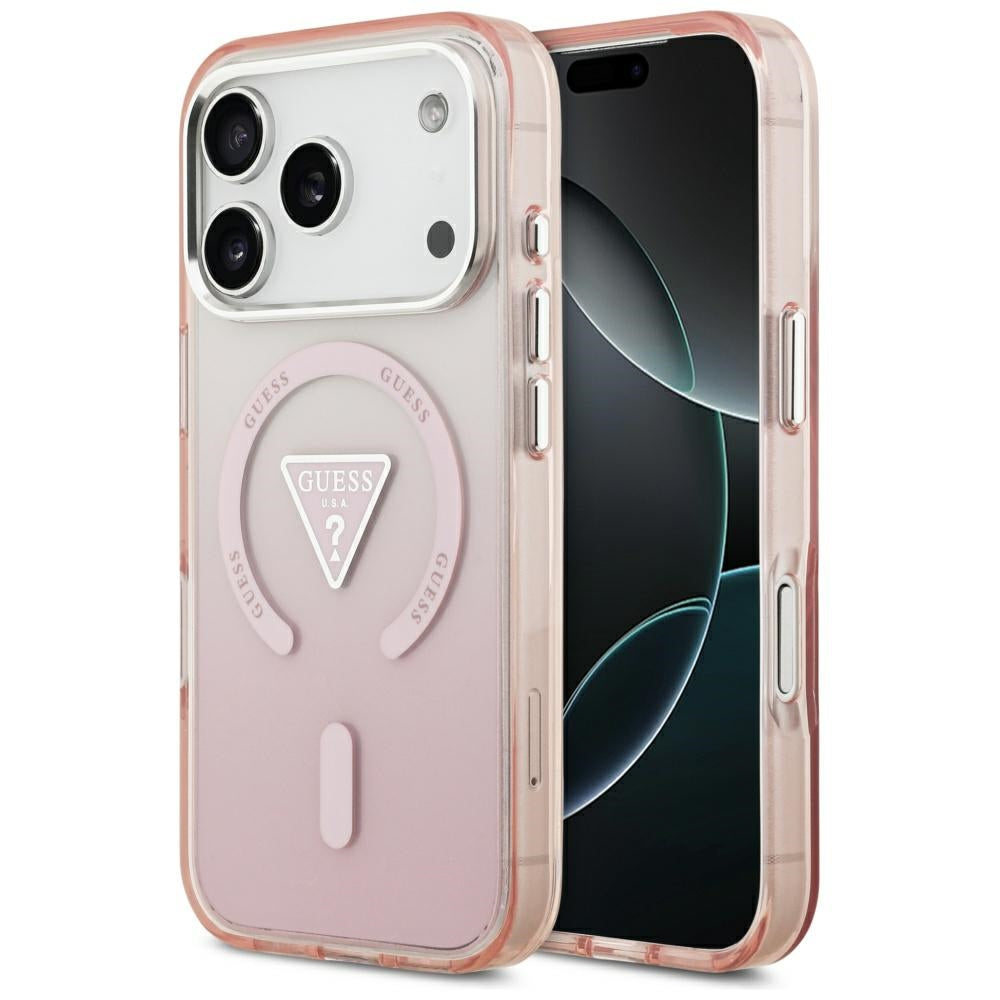 Guess IML Gradient Triangle Logo MagSafe dėklas iPhone 17 Pro - rožinis -- iPhone 17 Pro