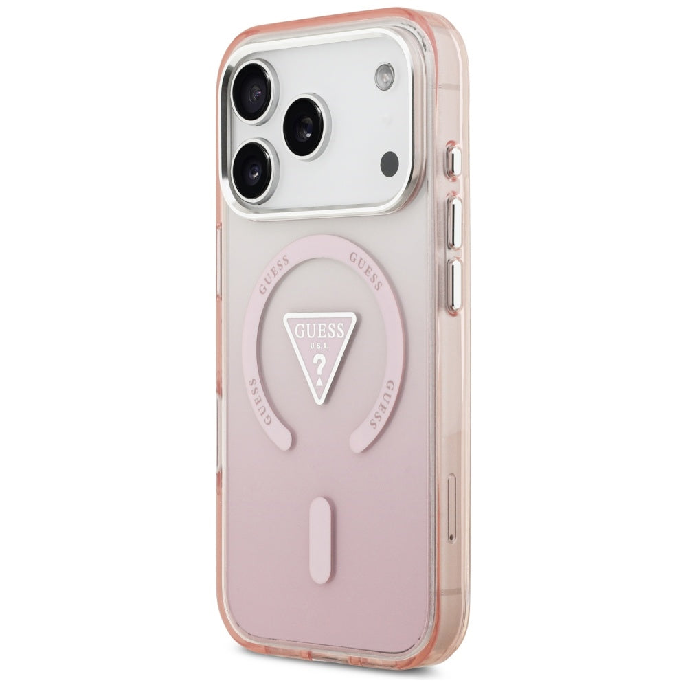 Guess IML Gradient Triangle Logo MagSafe dėklas iPhone 17 Pro - rožinis -- iPhone 17 Pro