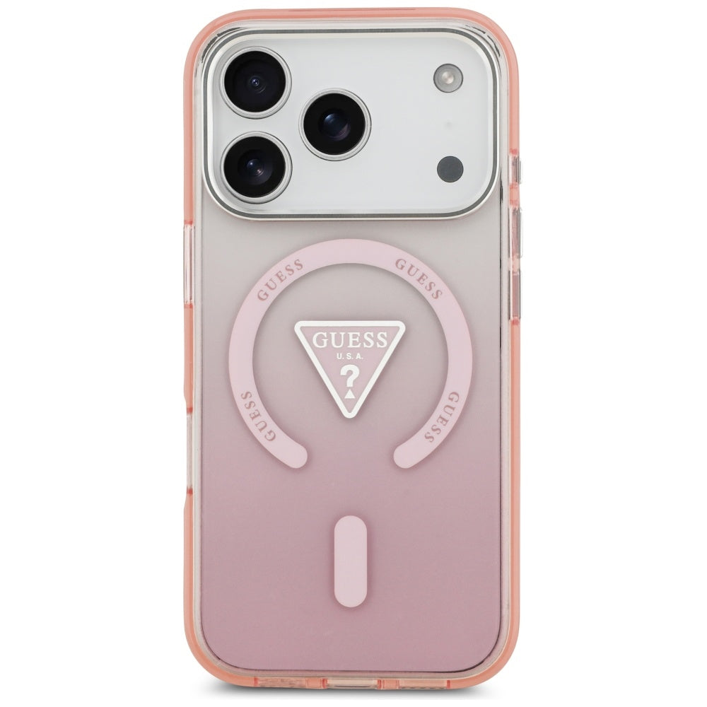 Guess IML Gradient Triangle Logo MagSafe dėklas iPhone 17 Pro - rožinis -- iPhone 17 Pro