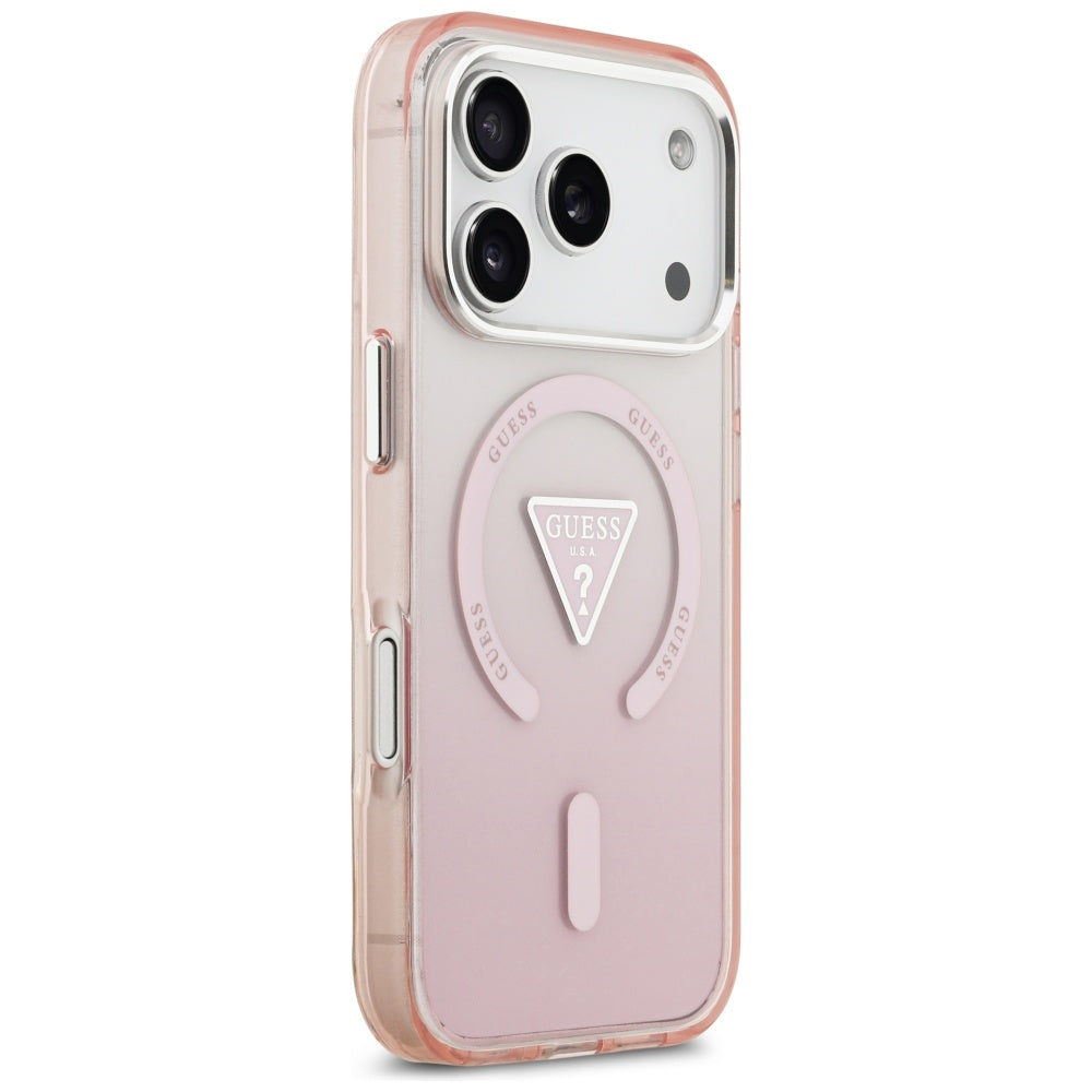 Guess IML Gradient Triangle Logo MagSafe dėklas iPhone 17 Pro - rožinis -- iPhone 17 Pro