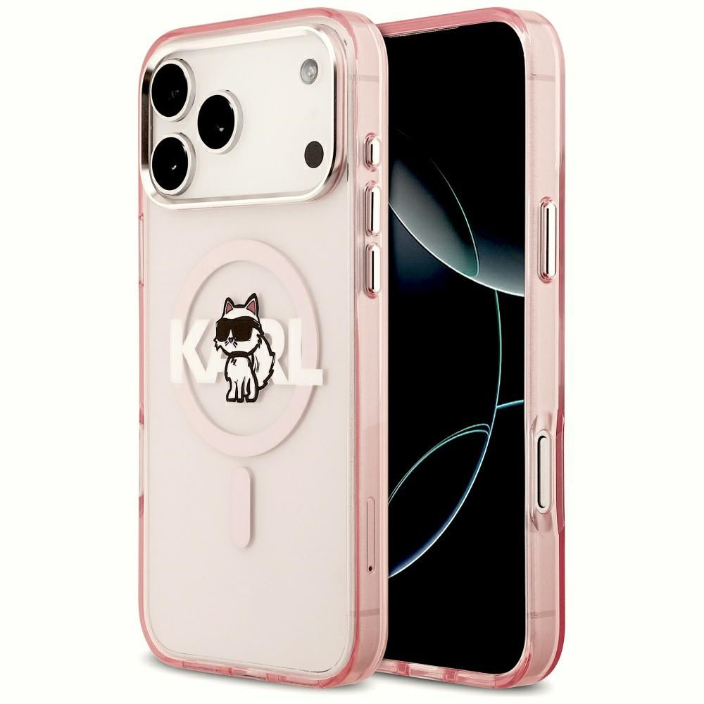 Karl Lagerfeld IML Choupette Sketch Logo MagSafe dėklas iPhone 17 Pro Max - rožinis -- iPhone 17 Pro Max