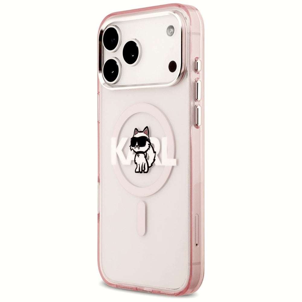 Karl Lagerfeld IML Choupette Sketch Logo MagSafe dėklas iPhone 17 Pro Max - rožinis -- iPhone 17 Pro Max