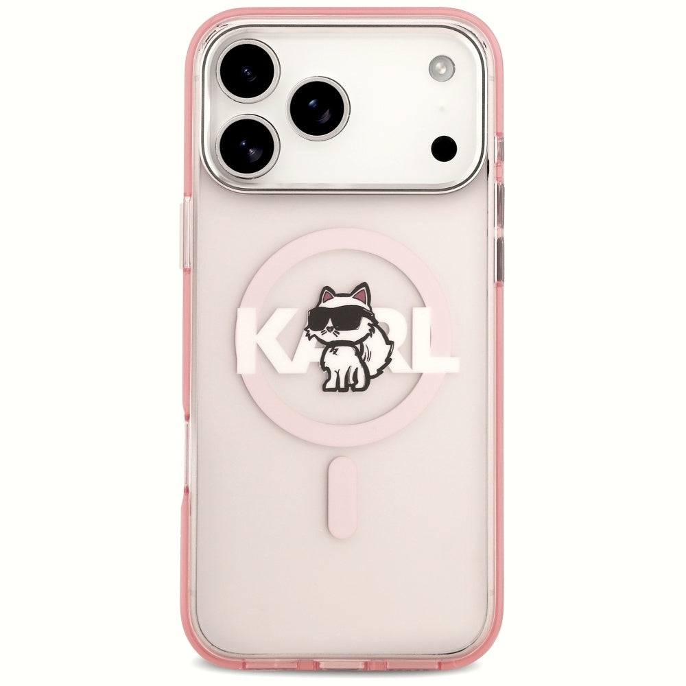 Karl Lagerfeld IML Choupette Sketch Logo MagSafe dėklas iPhone 17 Pro Max - rožinis -- iPhone 17 Pro Max